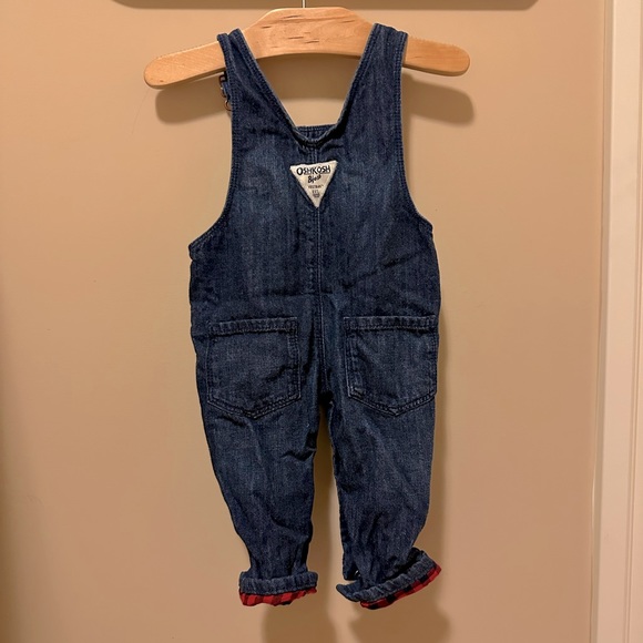 NWOT Denim and Plaid Lined Overalls - Picture 3 of 6